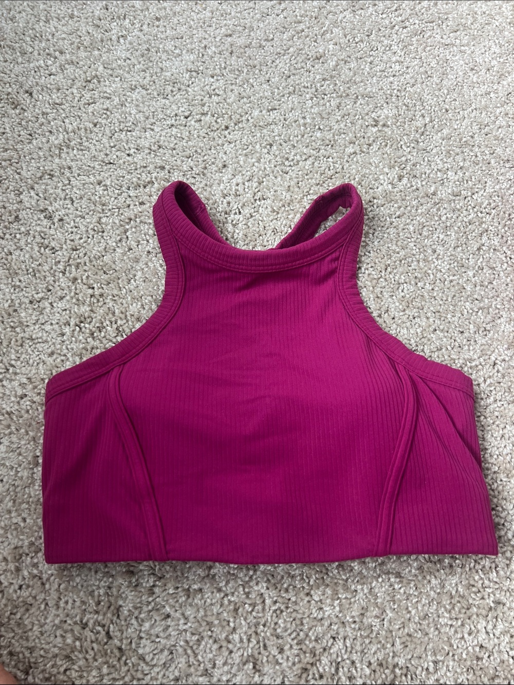 lululemon athletica Ribbed High-Neck Crop Tank - Fuchsia